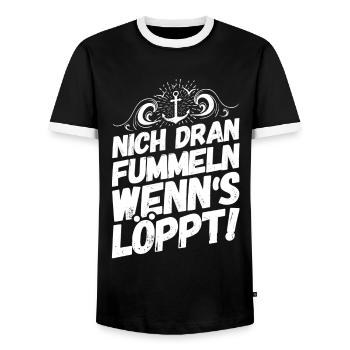 Plattdeutsch Sprüche Norddeutschland Fummeln - Männer Kontrast-T-Shirt - Schwarz/Weiß - Vorne - AI Model Female 172 light (172cm) & AI Model Male 178 light (178cm)