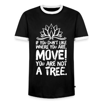 Yoga Méditation Spiritualité Arbre Blanc - T-shirt contrasté Homme - noir/blanc - Devant - AI Model Female 172 light (172cm) & AI Model Male 178 light (178cm)