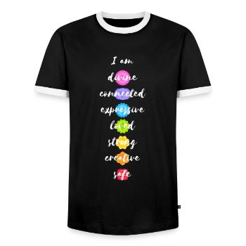 Yoga Méditation Spiritualité Chakra - T-shirt contrasté Homme - noir/blanc - Devant - AI Model Female 172 light (172cm) & AI Model Male 178 light (178cm)