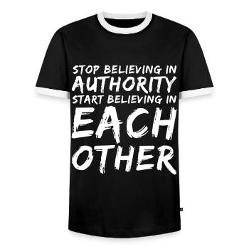 Anarchist Anarchismus Anarchie Autorität - Männer Kontrast-T-Shirt - Schwarz/Weiß - Vorne - AI Model Female 172 light (172cm) & AI Model Male 178 light (178cm)
