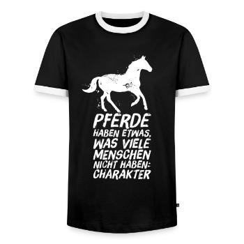 Reiterin Reiter Reitersprüche Charakter - Männer Kontrast-T-Shirt - Schwarz/Weiß - Vorne - AI Model Female 172 light (172cm) & AI Model Male 178 light (178cm)