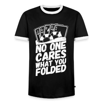 Poker Pokern Karten Sprüche Folded - Männer Kontrast-T-Shirt - Schwarz/Weiß - Vorne - AI Model Female 172 light (172cm) & AI Model Male 178 light (178cm)