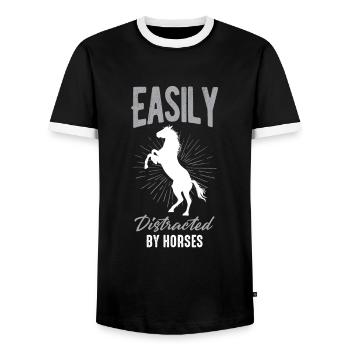 Easily Distracted by Horses - Men's Ringer Shirt - black/white - Front - AI Model Female 172 light (172cm) & AI Model Male 178 light (178cm)