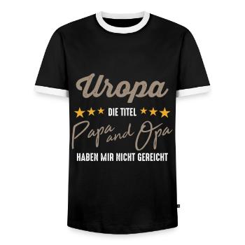 werdender Uropa 2021 Uropi Urgroßvater Schwanger - Männer Kontrast-T-Shirt - Schwarz/Weiß - Vorne - AI Model Female 172 light (172cm) & AI Model Male 178 light (178cm)