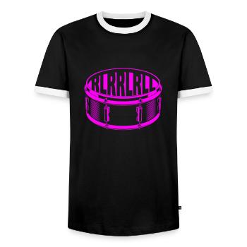 Drummer - Men's Ringer Shirt - black/white - Front - AI Model Female 172 light (172cm) & AI Model Male 178 light (178cm)