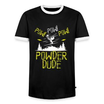 Powder Dude - Männer Kontrast-T-Shirt - Schwarz/Weiß - Vorne - AI Model Female 172 light (172cm) & AI Model Male 178 light (178cm)
