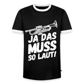 Trompete Trompeten Trompeter Laut - Männer Kontrast-T-Shirt - Schwarz/Weiß - Vorne - AI Model Female 172 light (172cm) & AI Model Male 178 light (178cm)
