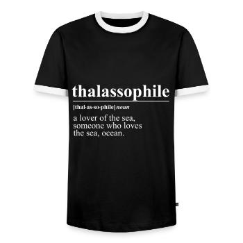 Kapitaen Thalassophile Meer See Ocean Segeln - Männer Kontrast-T-Shirt - Schwarz/Weiß - Vorne - AI Model Female 172 light (172cm) & AI Model Male 178 light (178cm)