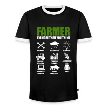 Landwirt Farmer Bauer Traktor Bauernhof Stall - Männer Kontrast-T-Shirt - Schwarz/Weiß - Vorne - AI Model Female 172 light (172cm) & AI Model Male 178 light (178cm)