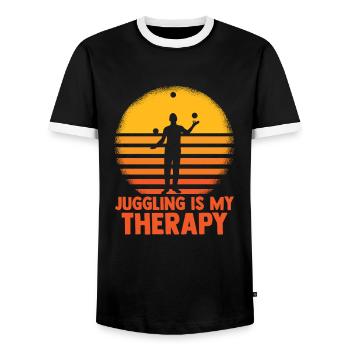 Jongler est ma thérapie de balles de jonglage - T-shirt contrasté Homme - noir/blanc - Devant - AI Model Female 172 light (172cm) & AI Model Male 178 light (178cm)