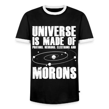 Univers à partir de protons neurones électrons morons - T-shirt contrasté Homme - noir/blanc - Devant - AI Model Female 172 light (172cm) & AI Model Male 178 light (178cm)