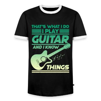 Guitar Music Guitarist Papa Guitar Grandpa - Men's Ringer Shirt - black/white - Front - AI Model Female 172 light (172cm) & AI Model Male 178 light (178cm)