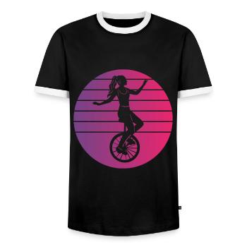 Unicycle Unicycle Unicycle Balancing Monocycle Unicycler - Men's Ringer Shirt - black/white - Front - AI Model Female 172 light (172cm) & AI Model Male 178 light (178cm)