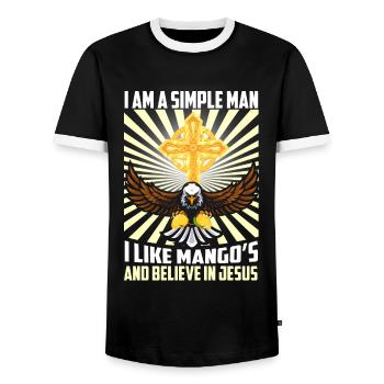 Jesus Fruit Christ Fruit God Christ Mango - Men's Ringer Shirt - black/white - Front - AI Model Female 172 light (172cm) & AI Model Male 178 light (178cm)