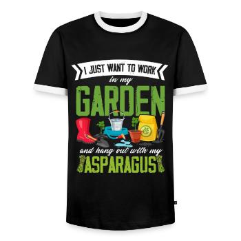 Garden Gardening Vegetables Vegan Asparagus - Men's Ringer Shirt - black/white - Front - AI Model Female 172 light (172cm) & AI Model Male 178 light (178cm)