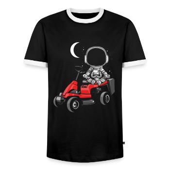 Jardinier Tondeuse à gazon Tracteur Jardin Papa - T-shirt contrasté Homme - noir/blanc - Devant - AI Model Female 172 light (172cm) & AI Model Male 178 light (178cm)