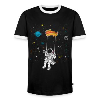 Astronaute Hot Dog Love Astronomie Hot Dog - T-shirt contrasté Homme - noir/blanc - Devant - AI Model Female 172 light (172cm) & AI Model Male 178 light (178cm)