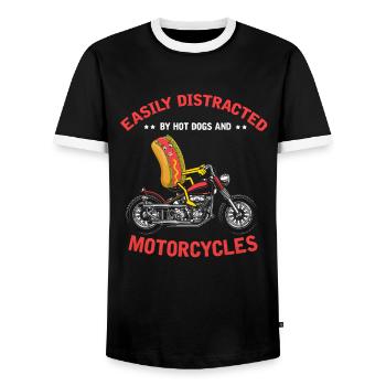 Hot Dog Moto MotoCycliste Biker Cadeau - T-shirt contrasté Homme - noir/blanc - Devant - AI Model Female 172 light (172cm) & AI Model Male 178 light (178cm)