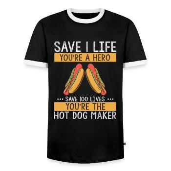 Hot Dog Maker Grill BBQ Hot Dog Grill Master - T-shirt contrasté Homme - noir/blanc - Devant - AI Model Female 172 light (172cm) & AI Model Male 178 light (178cm)