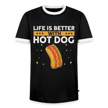 Hot Dog Love Hot Dog Pomme de terre Ketchup - T-shirt contrasté Homme - noir/blanc - Devant - AI Model Female 172 light (172cm) & AI Model Male 178 light (178cm)