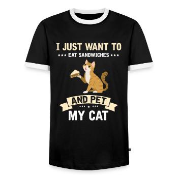 Sandwich et chats Love Cat Lovers Cadeau - T-shirt contrasté Homme - noir/blanc - Devant - AI Model Female 172 light (172cm) & AI Model Male 178 light (178cm)