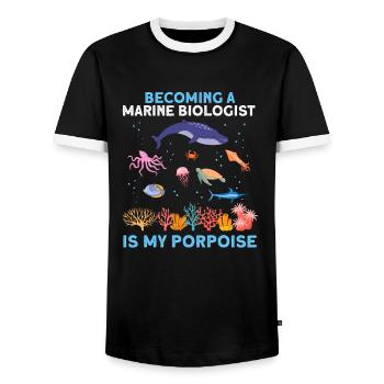 Whale Ocean Sea Biologiste marin Biologie marine - T-shirt contrasté Homme - noir/blanc - Devant - AI Model Female 172 light (172cm) & AI Model Male 178 light (178cm)