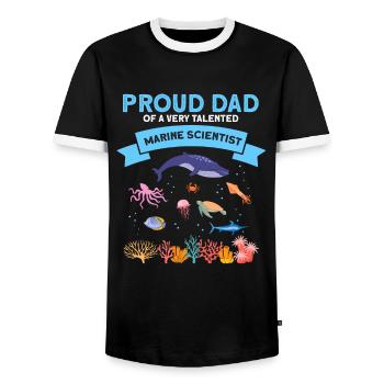 Proud Dad Marine Biologist Marine Biology Sea - Men's Ringer Shirt - black/white - Front - AI Model Female 172 light (172cm) & AI Model Male 178 light (178cm)