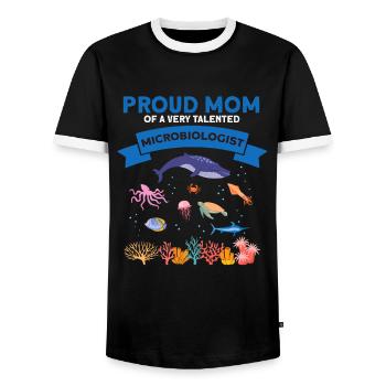 Fière Maman Microbiologie Biologie Biologiste Mer - T-shirt contrasté Homme - noir/blanc - Devant - AI Model Female 172 light (172cm) & AI Model Male 178 light (178cm)