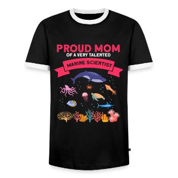 Proud Mom Marine Biologist Marine Biology Sea - Men's Ringer Shirt - black/white - Front - AI Model Female 172 light (172cm) & AI Model Male 178 light (178cm)