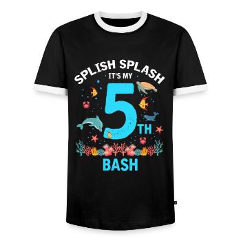 Marine Biology Birthday Party Birthday 5 Five - Men's Ringer Shirt - black/white - Front - AI Model Female 172 light (172cm) & AI Model Male 178 light (178cm)
