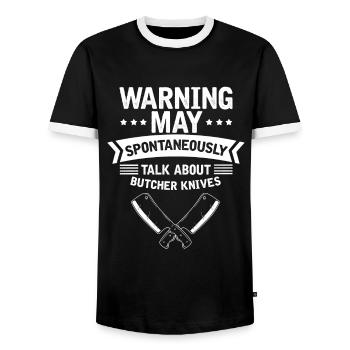 Parlez spontanément du collecteur de couteaux de cuisine - T-shirt contrasté Homme - noir/blanc - Devant - AI Model Female 172 light (172cm) & AI Model Male 178 light (178cm)