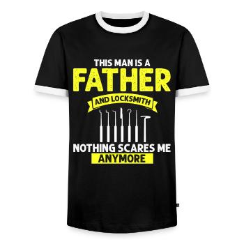 Lockpicking Expert Déverrouillage Service Lock Papa - T-shirt contrasté Homme - noir/blanc - Devant - AI Model Female 172 light (172cm) & AI Model Male 178 light (178cm)