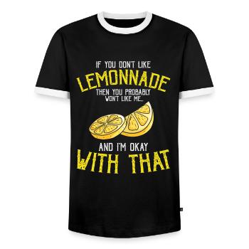 Lemon Design Lemonades Stand Boss Vente de citron - T-shirt contrasté Homme - noir/blanc - Devant - AI Model Female 172 light (172cm) & AI Model Male 178 light (178cm)