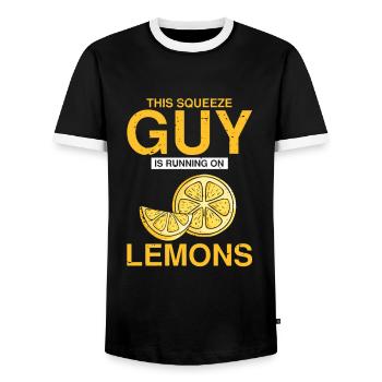 Lemon Design Lemonades Stand Boss Vente de citron - T-shirt contrasté Homme - noir/blanc - Devant - AI Model Female 172 light (172cm) & AI Model Male 178 light (178cm)