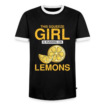 Lemon Design Lemonades Stand Boss Vente de citron - T-shirt contrasté Homme - noir/blanc - Devant - AI Model Female 172 light (172cm) & AI Model Male 178 light (178cm)