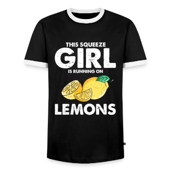 Lemonade Lemon Lemonade Lemonade Lemonade Stand Design - Men's Ringer Shirt - black/white - Front - AI Model Female 172 light (172cm) & AI Model Male 178 light (178cm)