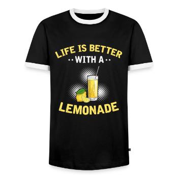 Zitronen Design Limonaden Stand Boss Lemon Verkauf - Männer Kontrast-T-Shirt - Schwarz/Weiß - Vorne - AI Model Female 172 light (172cm) & AI Model Male 178 light (178cm)
