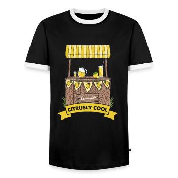 Lemon Design Lemonades Stand Boss Vente de citron - T-shirt contrasté Homme - noir/blanc - Devant - AI Model Female 172 light (172cm) & AI Model Male 178 light (178cm)