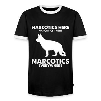 Design German Shepherd Police Design - Men's Ringer Shirt - black/white - Front - AI Model Female 172 light (172cm) & AI Model Male 178 light (178cm)