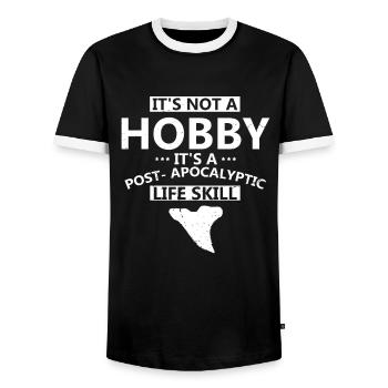 Un paléontologue conçoit un étudiant chasseur de fossiles - T-shirt contrasté Homme - noir/blanc - Devant - AI Model Female 172 light (172cm) & AI Model Male 178 light (178cm)