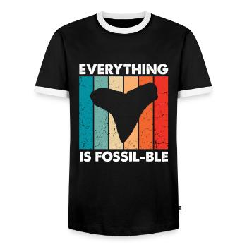 Paleontologist Designs Fossil Hunter Student - Men's Ringer Shirt - black/white - Front - AI Model Female 172 light (172cm) & AI Model Male 178 light (178cm)