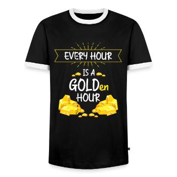 Gold Diggers Panning Gold Gold Mining Designs - Men's Ringer Shirt - black/white - Front - AI Model Female 172 light (172cm) & AI Model Male 178 light (178cm)
