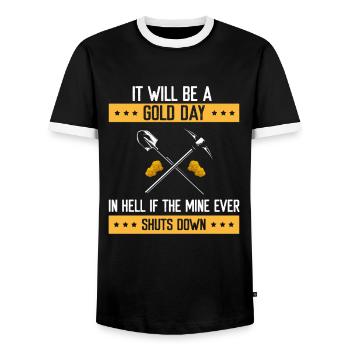 Gold Digger Gold Panning Gold Mining Designs - Men's Ringer Shirt - black/white - Front - AI Model Female 172 light (172cm) & AI Model Male 178 light (178cm)