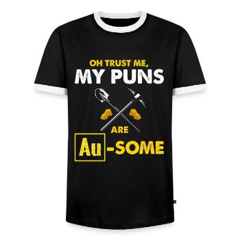 Gold Digger Gold Panning Gold Mining Designs - Men's Ringer Shirt - black/white - Front - AI Model Female 172 light (172cm) & AI Model Male 178 light (178cm)