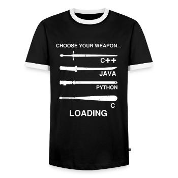 Cybersecurity Design for Hackers and Cyber Security - Men's Ringer Shirt - black/white - Front - AI Model Female 172 light (172cm) & AI Model Male 178 light (178cm)