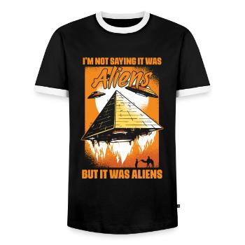 Je ne dis pas qu’ils étaient des extraterrestres, mais c’était - T-shirt contrasté Homme - noir/blanc - Devant - AI Model Female 172 light (172cm) & AI Model Male 178 light (178cm)