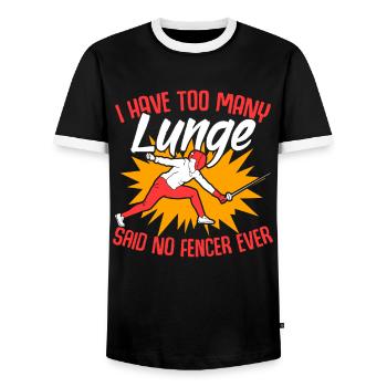 Ich habe zu viele lustige Fechtsportarten für - Männer Kontrast-T-Shirt - Schwarz/Weiß - Vorne - AI Model Female 172 light (172cm) & AI Model Male 178 light (178cm)