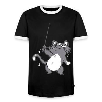 Drôle d’escrime pour animaux, humour sportif pour un - T-shirt contrasté Homme - noir/blanc - Devant - AI Model Female 172 light (172cm) & AI Model Male 178 light (178cm)
