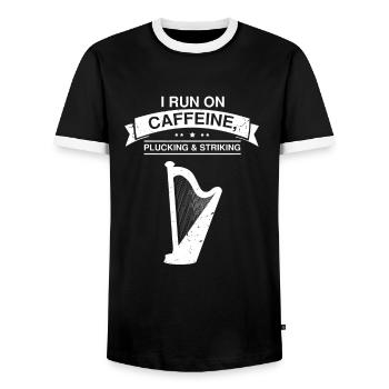 Harp design for harpist and harp player - Men's Ringer Shirt - black/white - Front - AI Model Female 172 light (172cm) & AI Model Male 178 light (178cm)