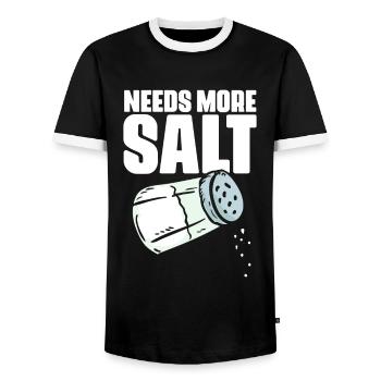 Besoin de plus de sel Humour culinaire drôle pour - T-shirt contrasté Homme - noir/blanc - Devant - AI Model Female 172 light (172cm) & AI Model Male 178 light (178cm)